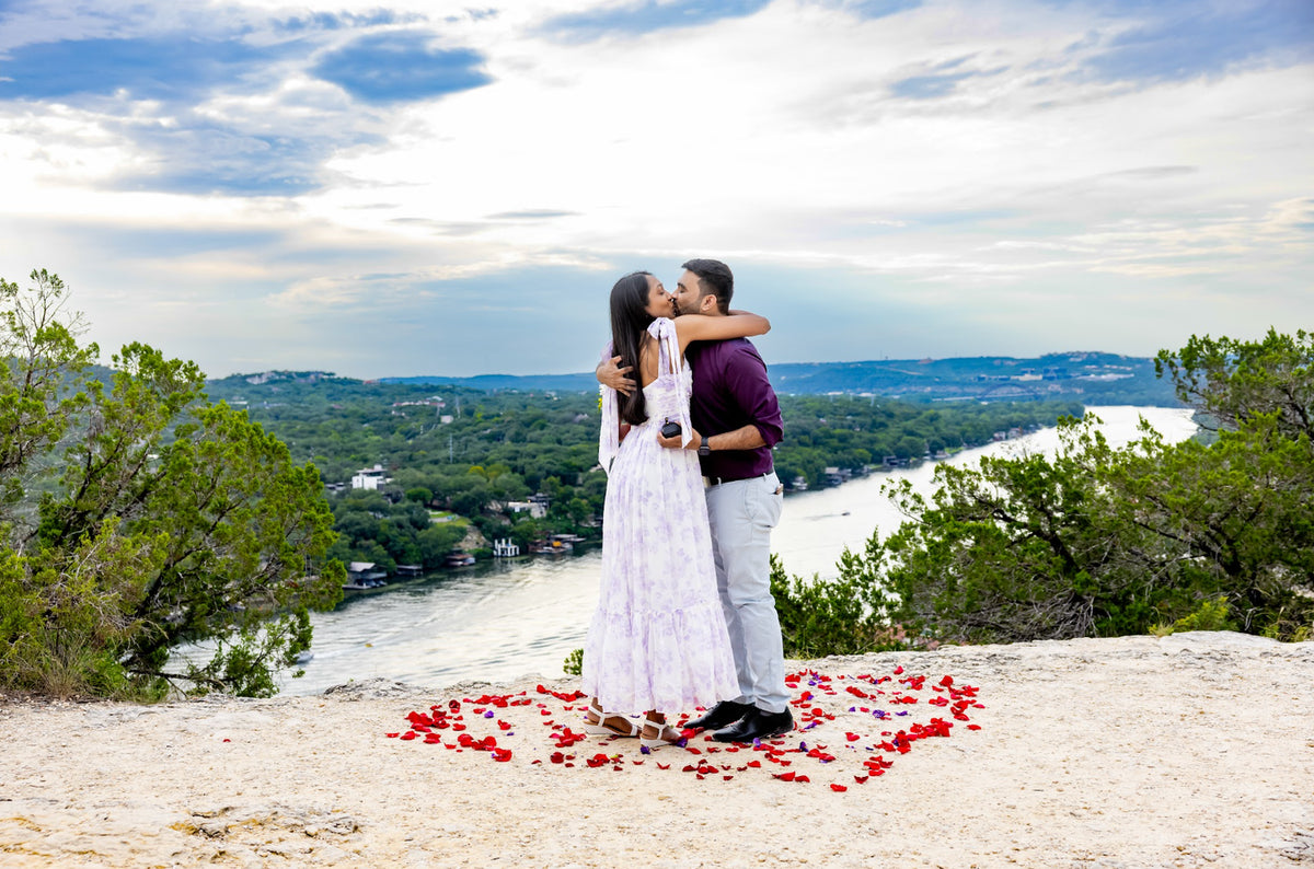 A wedding ceremony overlooking Lake Austin from Mount Bonnell.